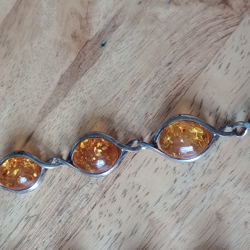 Sterling Genuine Amber Bracelet